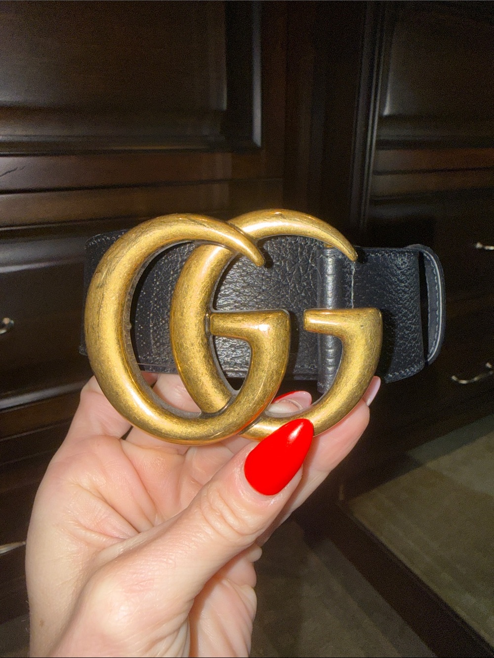 Authentic Gucci Black Textured Wide Leather Signature Double G Buckle
Belt 85/34